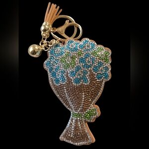 Rhinestone Flower Bouquet Bag Charm / Keychain